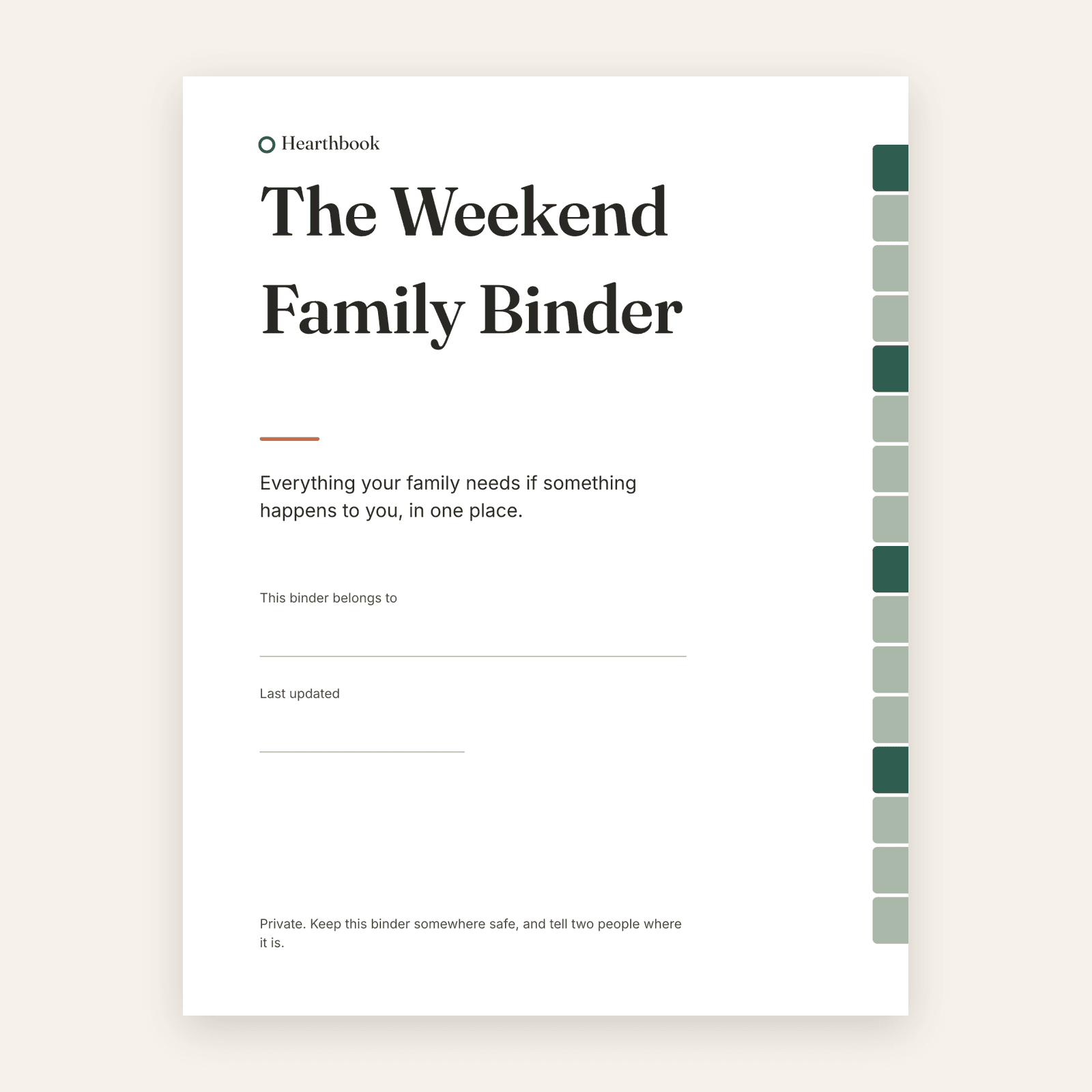 The Weekend Family Binder: the cover